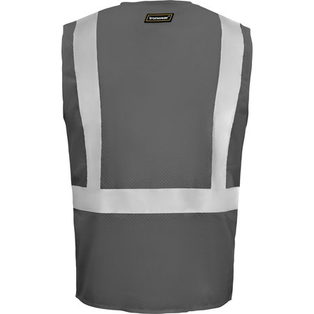 Ironwear Standard Safety Vest w/ Zipper & Radio Clips (Grey/2X-Large) 1284-GRZ-RD-2XL